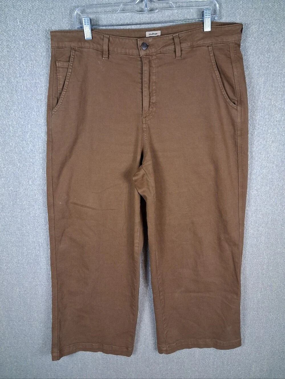 L.L.Bean Womens 207 Vintage Cotton Denim Wide-Leg Jeans High Rise Brown Size 16